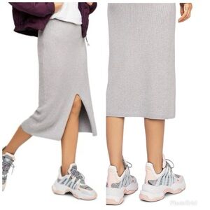 Free People Skyline ribbed midi skirt with front slit size medium